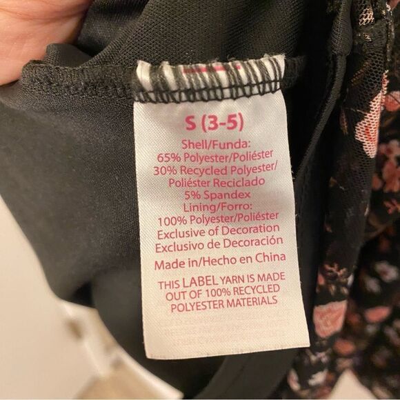 Black floral print Mesh Dress Lace whimsy goth romantic slip skater juniors S - Picture 10 of 13